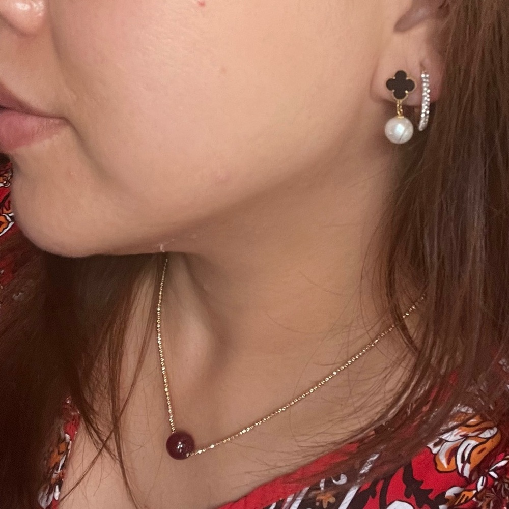 Red Ball Chain 18k Solid Gold - image 8